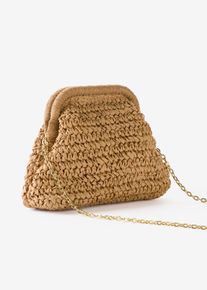 Axelremsväska med halmlook - beige - storlek Onesize - bonprix