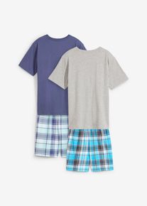 Pyjamas med shorts mjuk ekologisk bomull (set i 4 delar) - grå - storlek 104/110 - bonprix