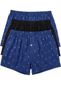 Ledigt skurna jerseyboxershorts (3-pack) - blå - storlek 5 (M) - bonprix