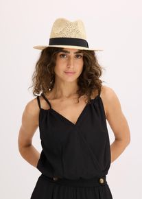 Solhatt med kontrastf&auml;rgat band - beige - storlek 4 (L) - bonprix