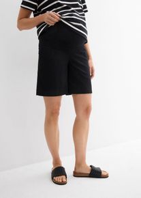 Mammashorts med magband i linne och bomull - svart - storlek 48 - bonprix