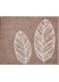 Grund Bidet-Vorleger , Taupe , Textil , Blätter , rechteckig , 55x65 cm , Oeko-Tex® Standard 100, Made in Europe , rutschfest , Heimtextilien, Badtextilien, Badematten