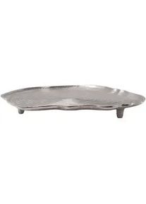 Kayoom Dekotablett , Silberfarben , Metall , Blatt , 39.5x5x39.5 cm , Bsci , handgemacht , Dekoration, Dekoschalen