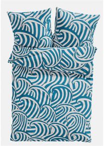 Parure de lit motif vagues - bleu - taille 135x200 cm avec coton - bonprix