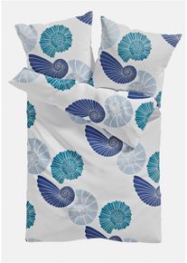 Parure de lit motif coquillages - bleu - taille 135x200 cm - 100% coton - bonprix