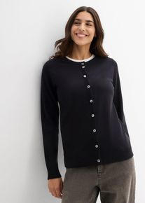 Gilet en maille col rond - noir - taille 42/44 (M) avec coton - bonprix