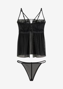 Nuisette et string (ens. 2 pces) - noir - taille 38/40 (S) - bonprix