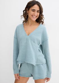 Blouse cache-cœur 100% coton - vert - taille 36 - 100% coton,Mousseline - bonprix