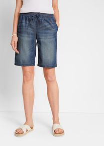 Short en denim léger avec lin - bleu - taille 56 - lin - bonprix
