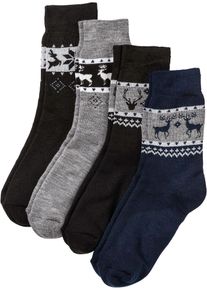 Lot de 4 paires de chaussettes thermo mixtes - noir - taille 43-46 - Tissu éponge - bonprix