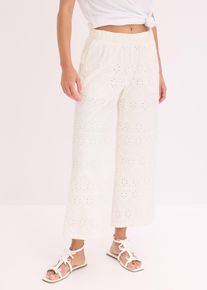 Jupe-culotte en broderie anglaise - blanc - taille 38 avec coton - bonprix