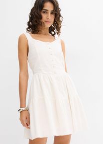 Robe courte et aérienne en lin mélangé - blanc - taille 46 - lin,Viscose - bonprix