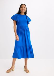 Robe en jersey à motif ajouré en viscose douce et extensible - bleu - taille 42/44 (M) - Viscose - bonprix
