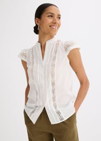 Chemisier sans manches en broderie anglaise - blanc - taille 50 avec coton - bonprix