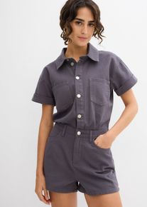 Jumpsuit i 100% bomull og kort modell, grå, størrelse 38, bonprix