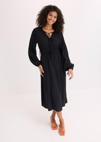 Kjole i tunika-look og lett viskosemiks, svart, størrelse 46, bonprix