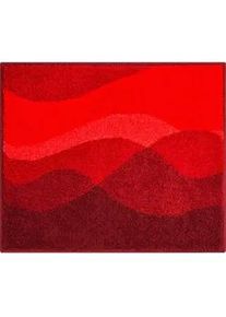Grund Bidet-Vorleger , Rot , Textil , Wellen , rechteckig , 55x65 cm , Oeko-Tex® Standard 100, Made in Europe , rutschfest , Heimtextilien, Badtextilien, Badematten