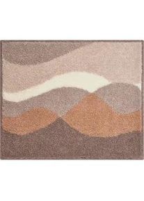 Grund Bidet-Vorleger , Taupe , Textil , Wellen , rechteckig , 55x65 cm , Oeko-Tex® Standard 100, Made in Europe , rutschfest , Heimtextilien, Badtextilien, Badematten