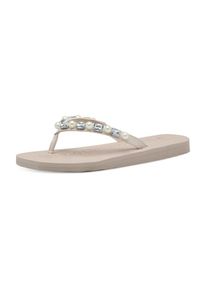 Tamaris Dames Teenslipper taupe / bruin / transparant / parelwit 36