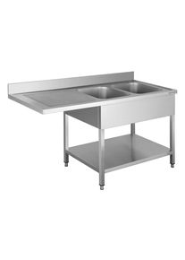 Plonge passage lave-vaisselle Basic 16x6 avec 2 bacs à droite| Professionnel | HoReCa | CHR