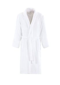 Peignoir de bain col châle, 2 poches latérales, 100 % coton, blanc, taille L