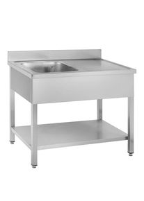 GastroHero Evier Basic 10x6 avec 1 cuve à gauche, Evier Gastro, fond inox| Professionnel | HoReCa | CHR