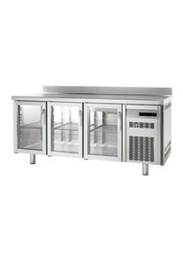 Table réfrigérée Premium 3/0 avec dosseret et portes vitrées| Professionnel | HoReCa | CHR