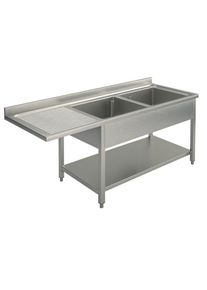 Plonge passage lave-vaisselle ECO 15x6 avec 2 bacs à droite| Professionnel | HoReCa | CHR