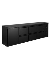 Table réfrigérée de bar Gastro ECO 1/6 - 1 porte et 6 tiroirs, noir, éclairage intérieur LED, 687 litres| Professionnel | HoReCa | CHR