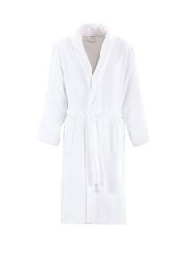 Peignoir de bain col châle, 2 poches latérales, 100 % coton, blanc, taille M