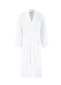 Peignoir de bain nid d’abeilles, 2 poches latérales, 100 % coton, blanc, taille M