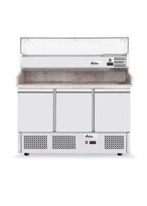 Hendi Saladette pizza 3 portes avec vitrine réfrigérée 380+40L, Arktic, 254L, 230V/400W, 1400x700x(H)1491mm | Professionnel | HoReCa | CHR