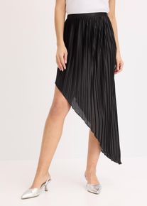 Gonna plissettata in satin lucido - Nero - Taglia 52 - bonprix