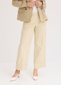 Pantaloni con pinces in cotone elasticizzato, Beige, Taglia 50, bonprix