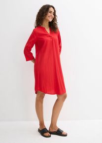 Abito tunica in misto viscosa con effetto operato, Rosso, Taglia 54, bonprix