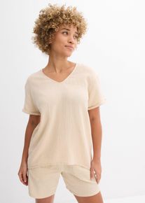 Maglia a tunica in soffice mussola - Beige - Taglia 60 - bonprix