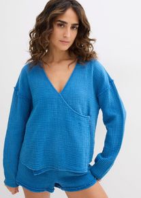 Blusa in puro cotone, Blu, Taglia 52, bonprix