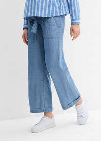Pantaloni prémaman 2 in 1 leggeri con fascia in vita a mezza altezza, Blu, Taglia 42, bonprix
