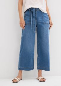 Jeans wide leg cropped con cinta comoda vita alta, Blu, Taglia 60, bonprix