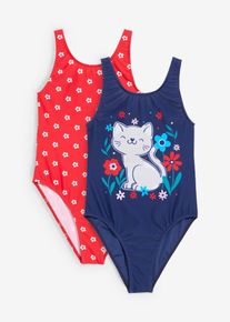 Costume intero (pacco da 2), Rosso, Taglia 128/134, bonprix