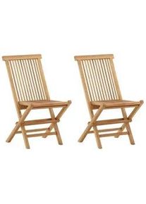 Gardenson Klappstuhl 2er-Set , Teakfarben , Holz , Teakholz , 47x89x62 cm , Esszimmer, Stühle, Klappstühle