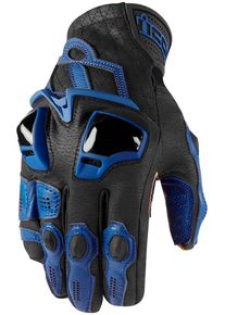 Icon Hypersport, gants courts , couleur: Noir/Bleu , taille: XXL