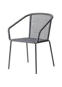 Gardenson Gartenstuhl , Dunkelgrau , Metall, Kunststoff , Rundrohr , 52x82x60 cm , Gartenmöbel, Gartensessel, Gartenstühle