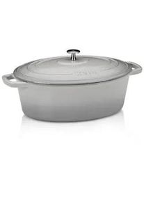 Kela Bräter , Hellgrau , Metall , 6 l , oval , 26x12x33 cm , Deckel hitzebeständig , Kochgeschirr, Töpfe, Bräter