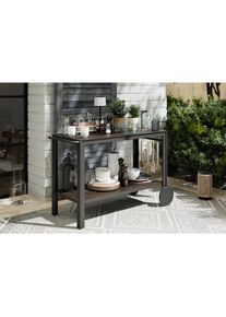 Ambia Garden Garten-Servierwagen , Schwarz , Metall, Kunststoff , Holzoptik , rechteckig , eckig , 45x74x105 cm , Gartenmöbel, Gartentische,