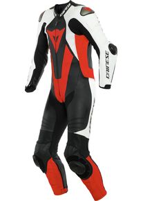 Dainese Laguna Seca 5, costume en cuir 1pcs. perforé , couleur: Noir/Blanc/Rouge Néon , taille: 48