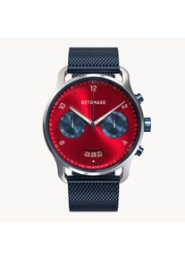 deTomaso Men's Watch - Silver Red - Chronograph, case made of surgical steel, sapphire-hardened mineral glass, Mesh Strap, 42mm diameter, Japanese quartz
