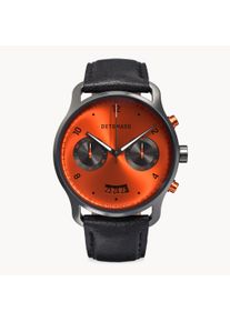 deTomaso Men's Watch - Silver Orange - Chronograph, case made of surgical steel, sapphire-hardened mineral glass, Leather Strap, 42mm diameter, Japanese quartz