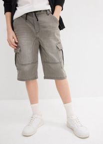bonprix Bermudy dżinsowe dresowe, Regular Fit, szary, 140