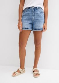 Szorty dżinsowe high waist, low stretch, niebieski, 50, bonprix